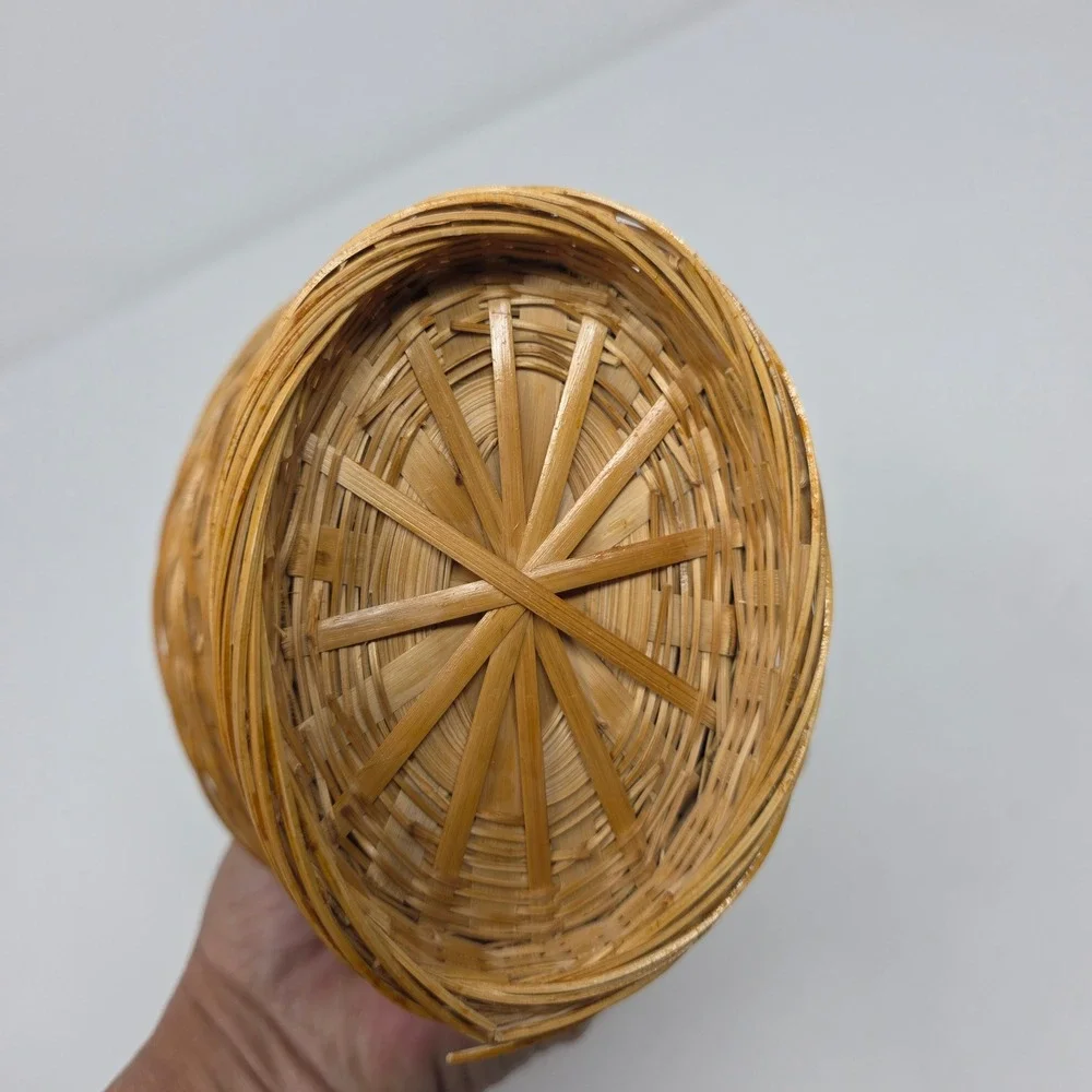 Unbranded Woven Bunny Rabbit Basket Natural Tan Red Eyes Bamboo Ears Decor